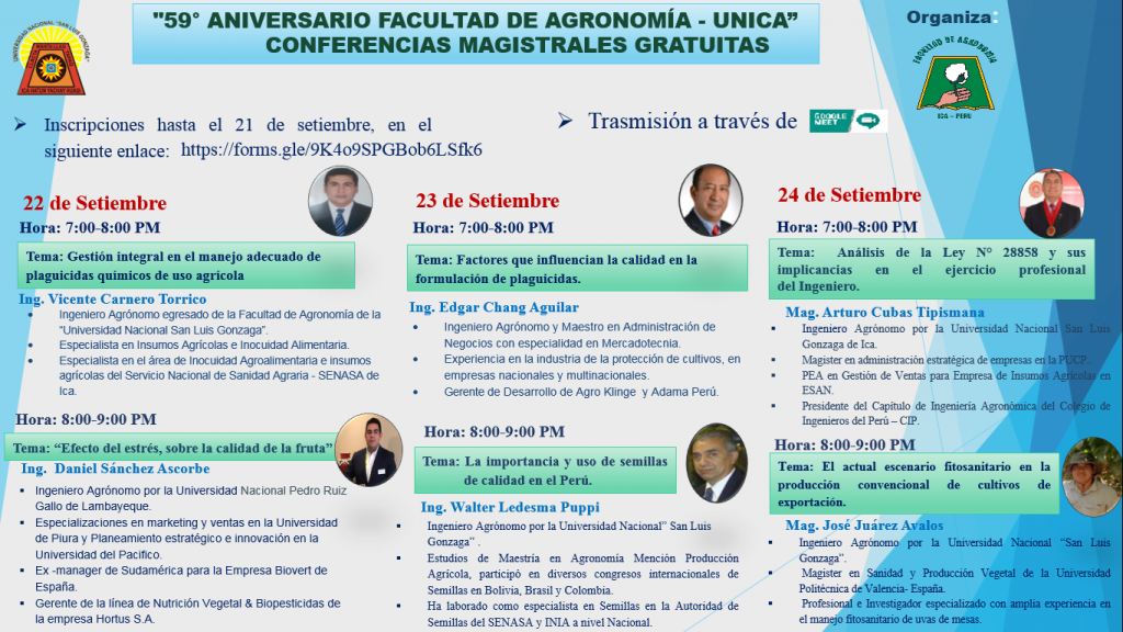 CICLO DE CONFERENCIAS MAGISTRALES POR EL 59° ANIVERSARIO DE LA FACULTAD ...