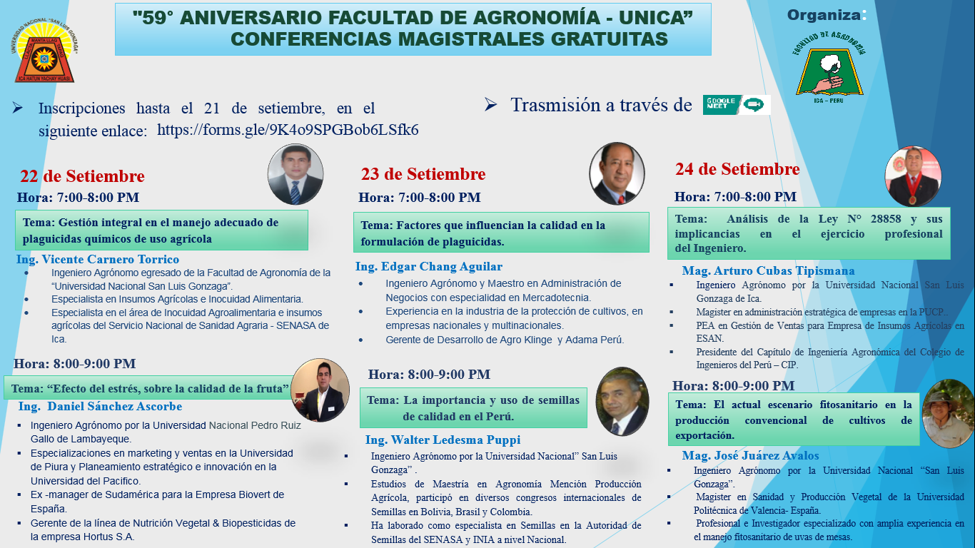 CICLO DE CONFERENCIAS MAGISTRALES POR EL 59° ANIVERSARIO DE LA FACULTAD ...