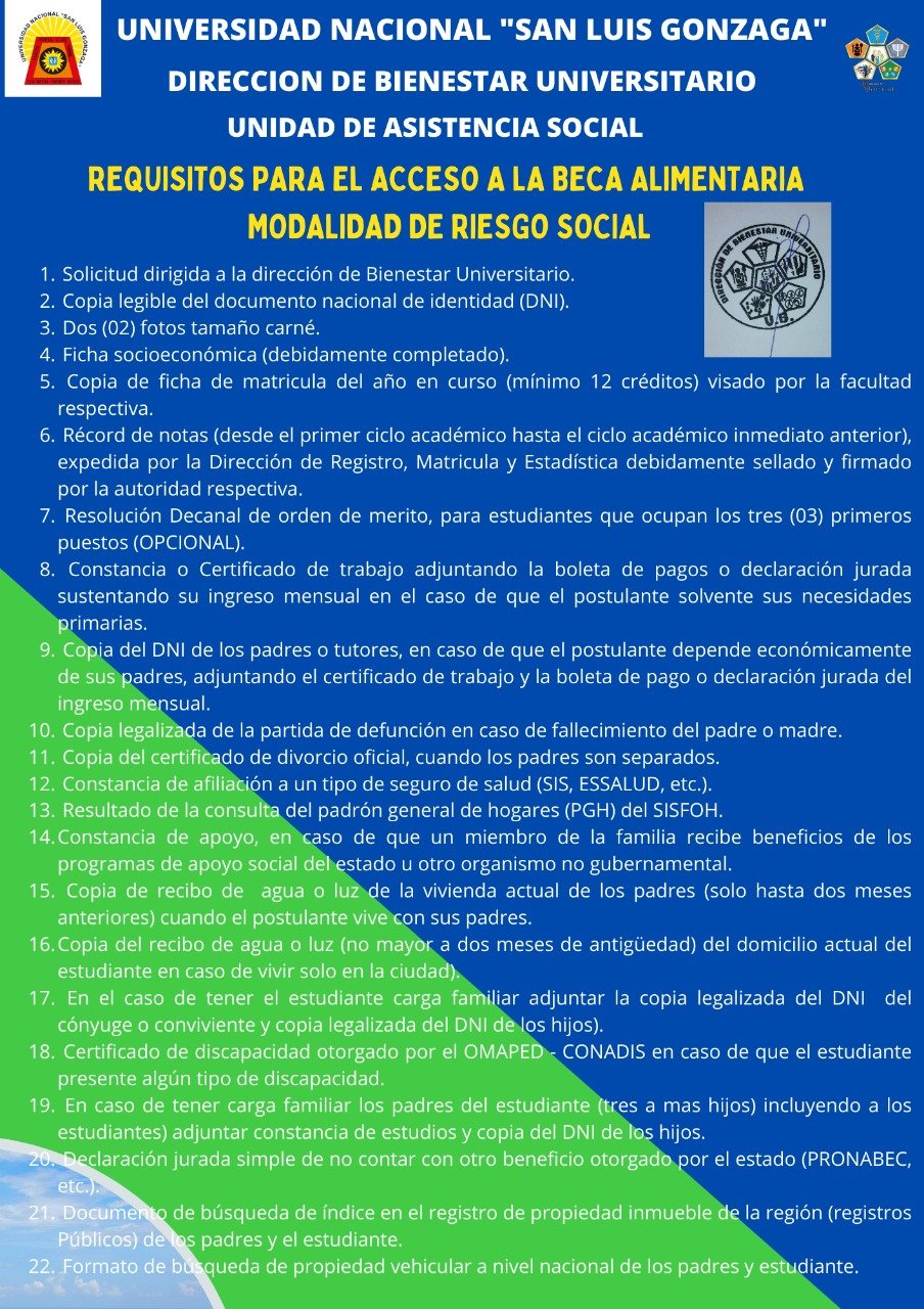 Requisitos para postular y acceder a la beca alimentaria – Noticias UNICA