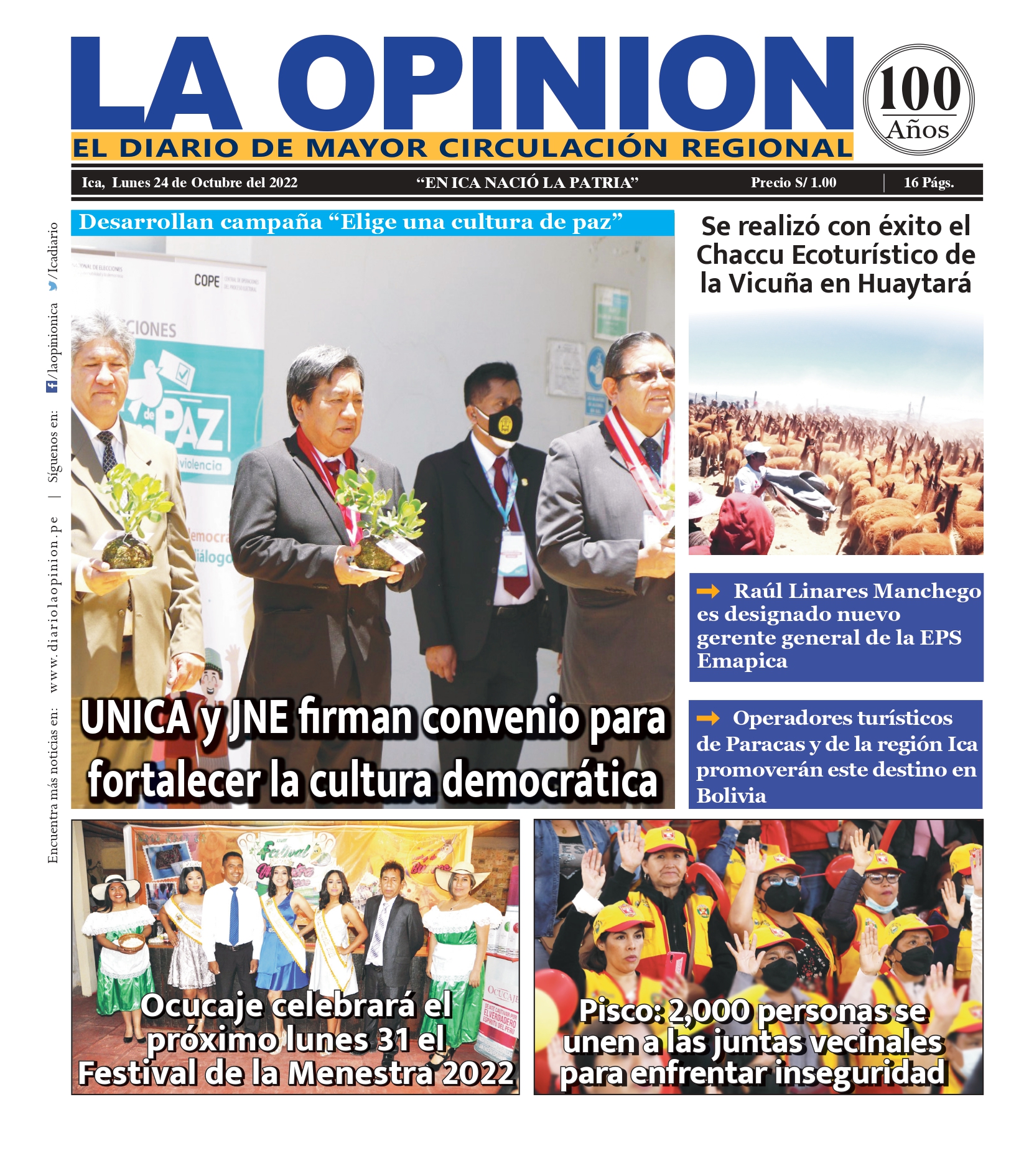 Edición de hoy del diario La Opinión – Noticias UNICA